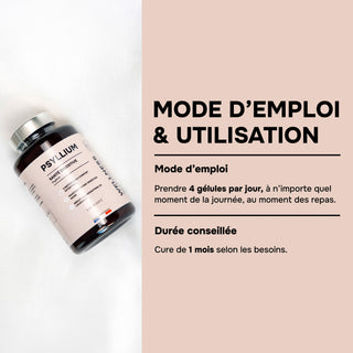 PSYLLIUM – Transit, Satiété & Confort Digestif – 120 Gélules Végétales – Cure de 1 Mois – Made in France
