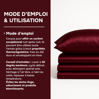 Set de Lit Complet Luxe Prune – Housse de Couette, Drap Plat & 2 Taies – Soie de Mûrier 100% Naturelle 22 Mommes – Confort Royal - Peau & Cheveux Sublimés