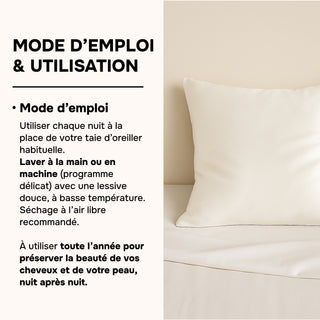 TAIE D’OREILLER EN SOIE DE MÛRIER 22MM IVOIRE – 100% Naturelle – Anti-Rides, Préserve l’Hydratation & Limite la Casse des Cheveux – Luxe & Confort Nocturne