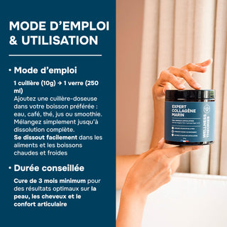 EXPERT COLLAGÈNE MARIN – 100 % Pur, Types I & II – Sans Goût ni Odeur – Haute Absorption – Beauté de la Peau, Cheveux, Ongles & Articulations – Poudre 300 g – Made in France