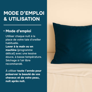 TAIE D’OREILLER EN SOIE DE MÛRIER 22MM BLEU CORAIL – 100% Naturelle – Anti-Rides, Préserve l’Hydratation & Limite la Casse des Cheveux – Luxe & Confort Nocturne