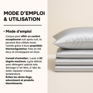Set de Lit Complet Luxe Ivoire – Housse de Couette, Drap Plat & 2 Taies – Soie de Mûrier 100% Naturelle 22 Mommes – Confort Royal - Peau & Cheveux Sublimés