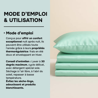 Set de Lit Complet Luxe Bleu Menthe – Housse de Couette, Drap Plat & 2 Taies – Soie de Mûrier 100% Naturelle 22 Mommes – Confort Royal - Peau & Cheveux Sublimés