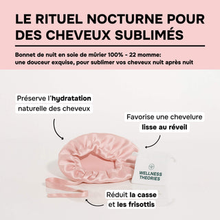 Bonnet de Nuit en Soie de Mûrier 22 Mommes Rose – Luxe & Soin Beauté – Protège les Cheveux, Préserve l’Hydratation et Évite les Frisottis
