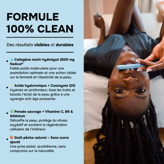 BOOST COLLAGÈNE EXPERT – Goût Pêche – 2500 mg de Collagène Marin Type I & III, Acide Hyaluronique, CoQ10, Vitamines C & B6, Sélénium, Pensée Sauvage – Éclat, Élasticité & Fermeté – CelsDose® – Fabriqué en France
