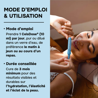 BOOST COLLAGÈNE EXPERT – Goût Pêche – 2500 mg de Collagène Marin Type I & III, Acide Hyaluronique, CoQ10, Vitamines C & B6, Sélénium, Pensée Sauvage – Éclat, Élasticité & Fermeté – CelsDose® – Fabriqué en France