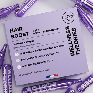 Pack 4x Taies d’Oreiller en Soie 22mm Champagne + 14 Shots HAIR BOOST – Croissance, Force & Vitalité des Cheveux – Kératine, Biotine, Zinc & Vitamines – Soin Capillaire Complet Jour & Nuit – Unidoses Buvables - Made in France