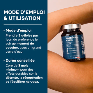 MAGNÉSIUM MARIN – Fatigue, Stress & Équilibre Nerveux – 90 Gélules – Cure de 1 Mois – Made in France