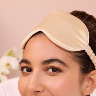 Masque de Nuit en Soie 19 mm champagne – 100 % Soie de Mûrier – Soin du Regard & Sommeil Réparateur – Douceur, Opacité & Confort Absolu