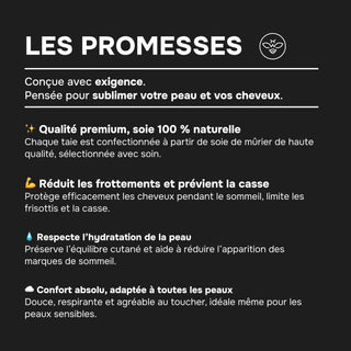 PACK 4 x TAIES D’OREILLER EN SOIE DE MÛRIER 22MM NOIRE – 100 % naturelles – Anti-rides, préservent l’hydratation & limitent la casse des cheveux – Luxe & confort nocturne
