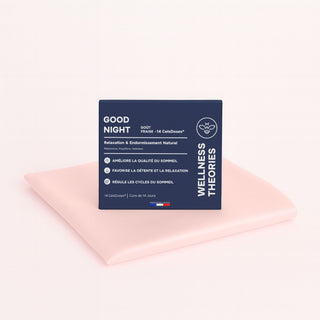 Pack Taie d’Oreiller en Soie 22mm Rose + 14 Shots GOOD NIGHT – Endormissement Naturel & Nuit Réparatrice