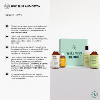 BOX Slim & Detox – Détox Minceur In & Out Complément Drainant + Gel Silhouette Raffermissant – Pour Un Ventre Plus Plat, Une Peau Plus Lisse & Une Légèreté Retrouvée – Made in France