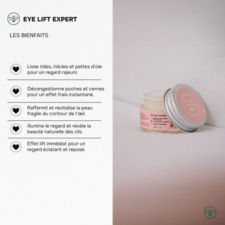 EYE LIFT EXPERT – Effet Lift Immédiat & Anti-Fatigue – Soin Bio Regard Lissant – 98% d’Origine Naturelle – Pot 15 ml – Made in France