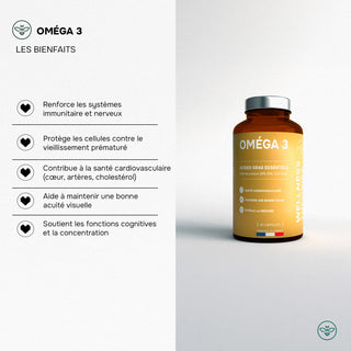 Oméga 3 – Huile de Poisson Concentrée | 500 mg/capsule | EPA & DHA | Cœur, Vision, Cerveau | 90 capsules | Made in France