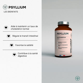 PSYLLIUM – Transit, Satiété & Confort Digestif – 3000 mg de Fibres Naturelles / Jour – 120 Gélules Végétales – Cure de 1 Mois – Made in France