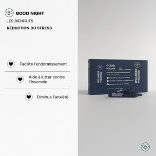 GOOD NIGHT – Shot Sommeil Goût Fraise – Plantes Apaisantes (Valériane, Aubépine, Passiflore), L-Tryptophane & Mélatonine – Endormissement Rapide & Nuit Réparatrice – Unidoses Buvables – Made in France