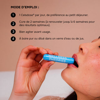 BOOST COLLAGÈNE EXPERT – Goût Pêche – 2500 mg de Collagène Marin Type I & III, Acide Hyaluronique, CoQ10, Vitamines C & B6, Sélénium, Pensée Sauvage – Éclat, Élasticité & Fermeté – CelsDose® – Fabriqué en France